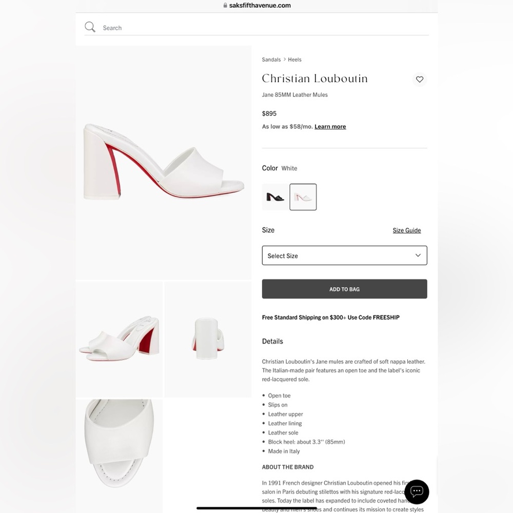 Christian Louboutin New White Leather Mules